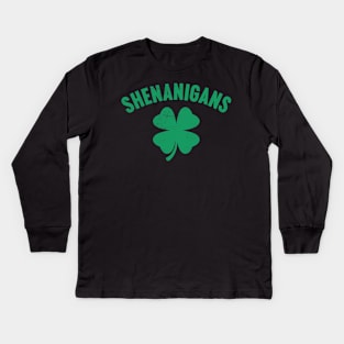 Shenanigans Shamrock St. Patrick's Day Kids Long Sleeve T-Shirt